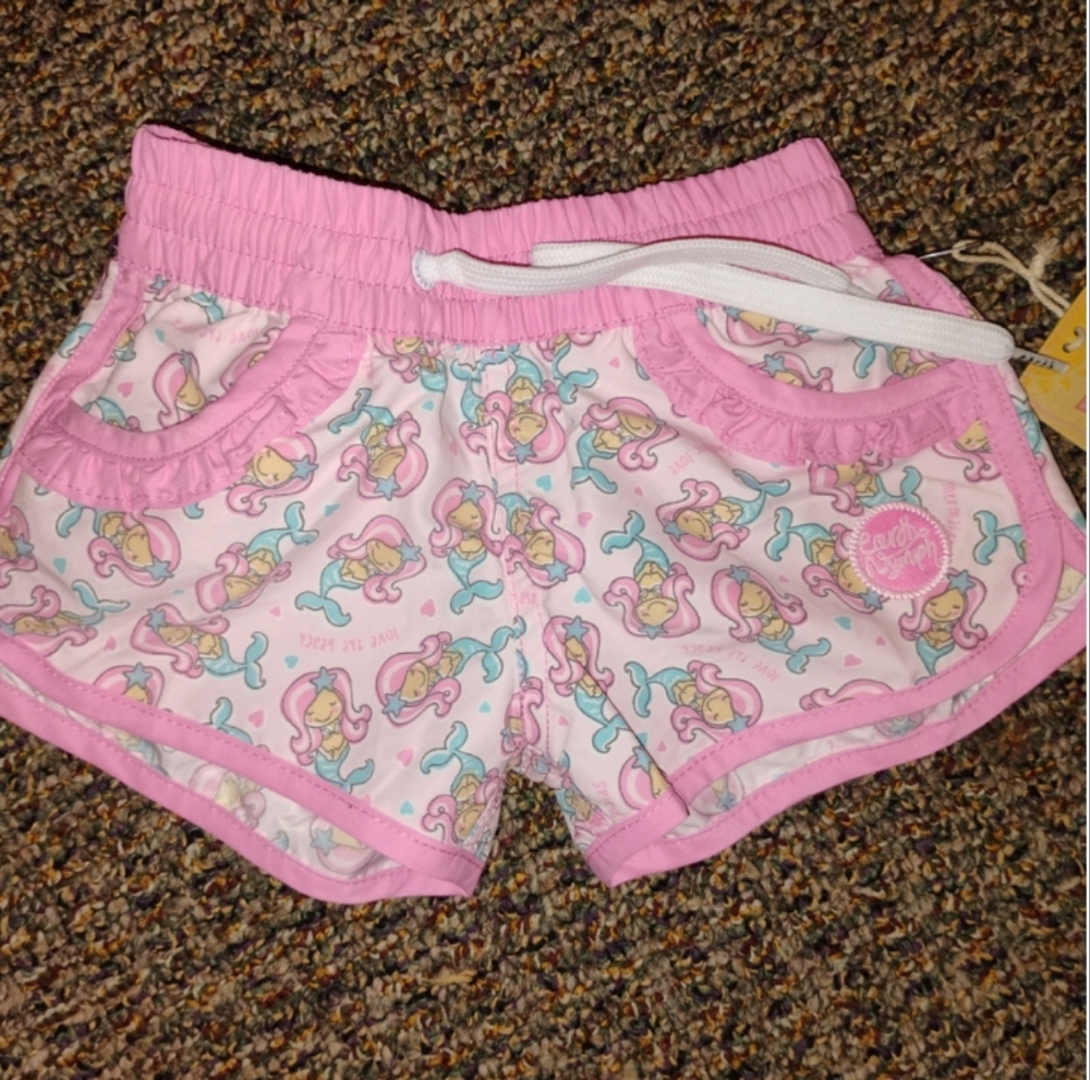 Earth's Nymph Pink and White Cartoon Print Lounge Shorts